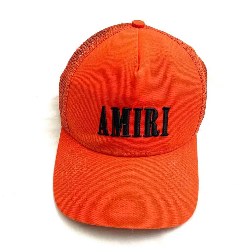 Amiri Core Logo Trucker Snapback Hat Cap‎ Orange Embroidered Made in USA